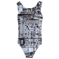 Antique Oriental Town Map  Kids  Cut-out Back One Piece Swimsuit by ConteMonfrey