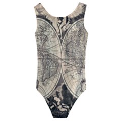 World Map - Nova Delineatio Totius Orbis Terrarum -  1659-1733 Kids  Cut-out Back One Piece Swimsuit by ConteMonfrey