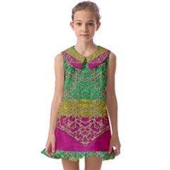 Rainbow Landscape With A Beautiful Silver Star So Decorative Kids  Pilgrim Collar Ruffle Hem Dress by pepitasart