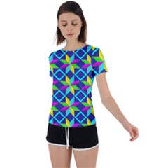 Colorful Stars Pattern                                                                     Back Circle Cutout Sports Tee by LalyLauraFLM