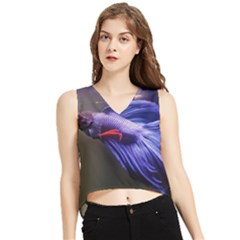 Betta Fish Photo And Wallpaper Cute Betta Fish Pictures V-neck Cropped Tank Top by StoreofSuccess