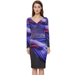 Betta Fish Photo And Wallpaper Cute Betta Fish Pictures Long Sleeve V-neck Bodycon Dress  by StoreofSuccess