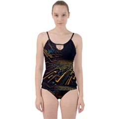 Data Technology Coding Pattern Cut Out Top Tankini Set by Jancukart