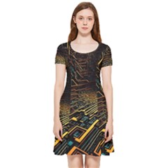 Data Technology Coding Pattern Inside Out Cap Sleeve Dress by Jancukart