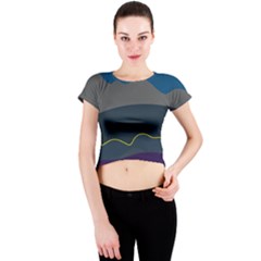 Abstract Landscape Art Design Pattern Water Crew Neck Crop Top