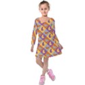 Chickens Pixel Pattern - Version 1b Kids  Long Sleeve Velvet Dress View1