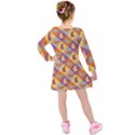 Chickens Pixel Pattern - Version 1b Kids  Long Sleeve Velvet Dress View2