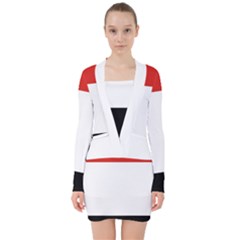 Kujawsko-pomorskie Flag V-neck Bodycon Long Sleeve Dress by tony4urban