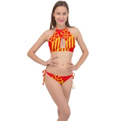 Languedoc Roussillon Flag Cross Front Halter Bikini Set by tony4urban