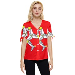 Isle Of Man Bow Sleeve Button Up Top by tony4urban