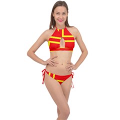 Normandy Flag Cross Front Halter Bikini Set by tony4urban