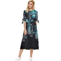 Falling Down Pattern Bow Sleeve Chiffon Midi Dress View1