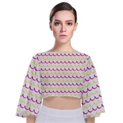 Pattern Waves Tie Back Butterfly Sleeve Chiffon Top by artworkshop