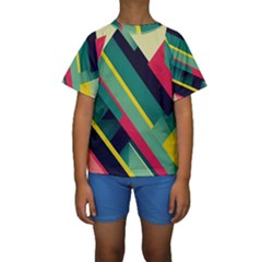 Pattern Abstract Geometric Design Kids  Short Sleeve Swimwear by danenraven