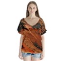 Painting Wallpaper V-Neck Flutter Sleeve Top View1