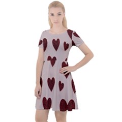 Valentine Day Heart Love Pattern Cap Sleeve Velour Dress  by artworkshop