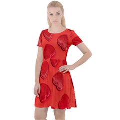 Valentine Day Heart Pattern  Cap Sleeve Velour Dress  by artworkshop