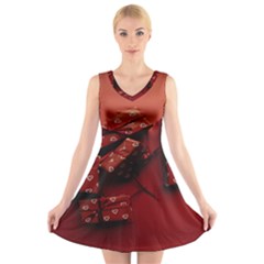 Valentines Gift V-neck Sleeveless Dress by artworkshop