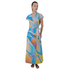 Water And Sunflower Oil Flutter Sleeve Maxi Dress by artworkshop