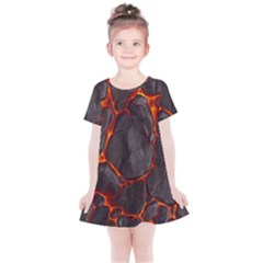 Lava Volcanic Rock Texture Kids  Simple Cotton Dress by artworkshop