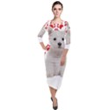 West Highland White Terrier Gift T- Shirt Cute West Highland White Terrier Valentine Heart Paw West Quarter Sleeve Midi Velour Bodycon Dress View1