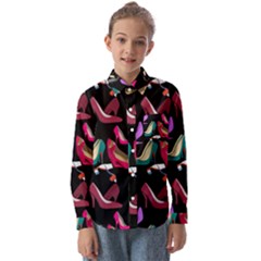 Heels Shoes Pattern Feminine Art Kids  Long Sleeve Shirt by Ravend