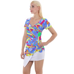 Abstact Pattern T- Shirt Abstact Pattern T- Shirt Short Sleeve Asymmetric Mini Dress by maxcute