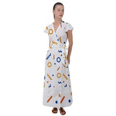 Abstract Dots And Line Pattern T- Shirt Abstract Dots And Line Pattern 4 Flutter Sleeve Maxi Dress by maxcute