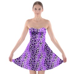 Purple Leopard  Strapless Bra Top Dress by DinkovaArt