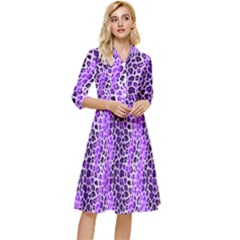 Purple Leopard  Classy Knee Length Dress by DinkovaArt