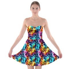 Rainbow Leopard 2 Strapless Bra Top Dress by DinkovaArt