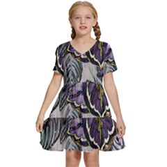 Dark Leaves Kids  Short Sleeve Tiered Mini Dress by DinkovaArt