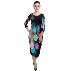 Design Microbiology Wallpaper Quarter Sleeve Midi Velour Bodycon Dress by artworkshop