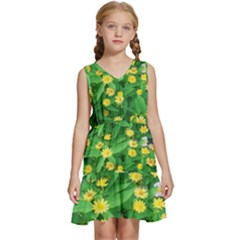 Flower Plant Spring Kids  Sleeveless Tiered Mini Dress by artworkshop