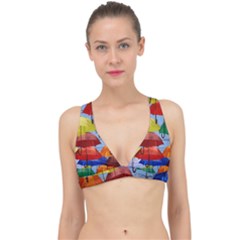 Umbrellas Colourful Classic Banded Bikini Top by artworkshop