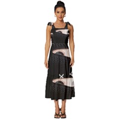 Ski Mask  Tie-strap Tiered Midi Chiffon Dress by Holyville