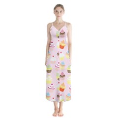 Cupcakes! Button Up Chiffon Maxi Dress by fructosebat