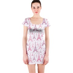 Eiffel Tower Pattern Wallpaper Short Sleeve Bodycon Dress by Ravend