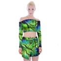 Fractal Art Pattern Abstract Off Shoulder Top with Mini Skirt Set View1