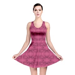 Elegant Pink Floral Geometric Pattern Reversible Skater Dress by dflcprintsclothing