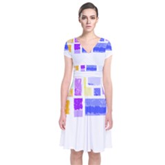 Abstract T- Shirt Blockage T- Shirt Short Sleeve Front Wrap Dress by maxcute