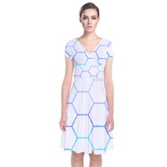 Abstract T- Shirt Honeycomb Pattern 6 Short Sleeve Front Wrap Dress by maxcute