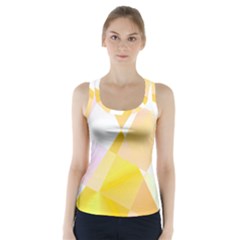 Abstract T- Shirt Yellow Chess Cell Abstract Pattern T- Shirt Racer Back Sports Top by maxcute