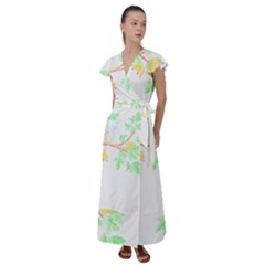 Bird Lover T- Shirtbird T- Shirt (23) Flutter Sleeve Maxi Dress by maxcute