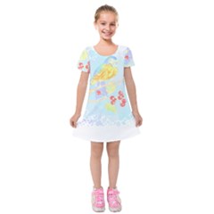 Birds Illustration T- Shirtbird T- Shirt (6) Kids  Short Sleeve Velvet Dress by maxcute