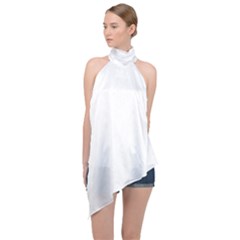 Black And White T- Shirt Forest Pattern T- Shirt Halter Asymmetric Satin Top by maxcute