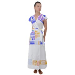 Blocks T- Shirt Blockage Abstract Art 2 T- Shirt Flutter Sleeve Maxi Dress by maxcute