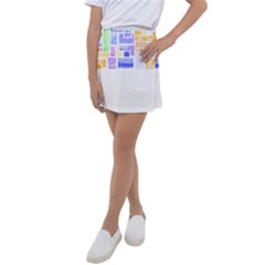 Blocks T- Shirt Blockage Abstract Art 2 T- Shirt Kids  Tennis Skirt by maxcute