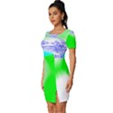 Blue Green Black Abstract Art T- Shirt Blue Green Black Abstract Art T- Shirt Fitted Knot Split End Bodycon Dress View2