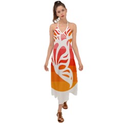 Butterfly T- Shirt Butterfly Orange Red Gradient T- Shirt Halter Tie Back Dress  by maxcute